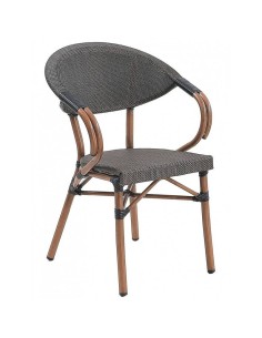 Sillón NERJ, apilable, aluminio, teslin marrón.