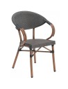 Sillón NERJ, apilable, aluminio, teslin marrón.