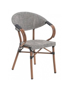 Sillón NERJ, apilable, aluminio, teslin gris bronce.