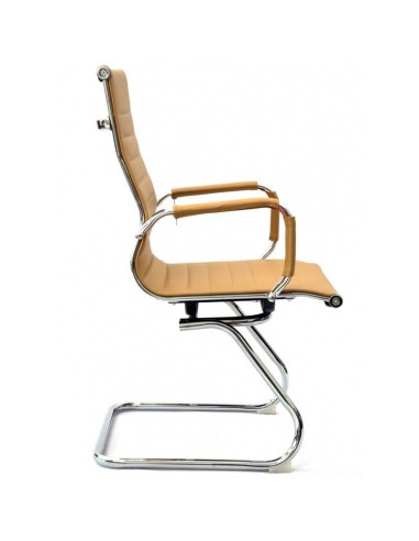 Sillón de oficina EAM, fijo de patín, cromado, similpiel marrón