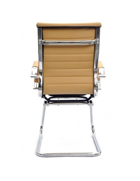 Cadeira de escritório eam, patim fixo, cromado, similpele marrom