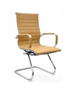 Sillón de oficina EAM, fijo de patín, cromado, similpiel marrón