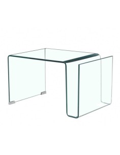 Mesa auxiliar LANTIS, cristal curvado transparente, 42 x 38 cms.