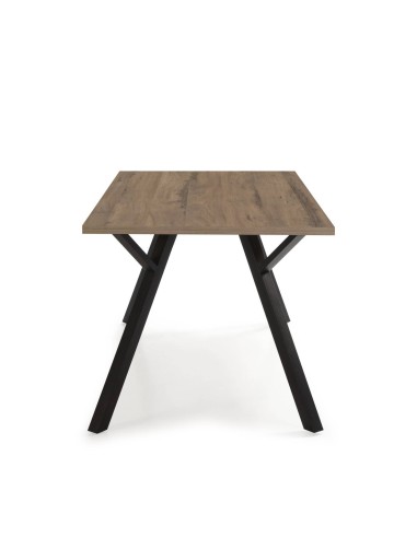 MESA DE JANTAR PAOLA 160X90 MELAMINA NOGUEIRA, METAL PRETO.