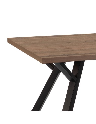 MESA DE JANTAR PAOLA 160X90 MELAMINA NOGUEIRA, METAL PRETO.