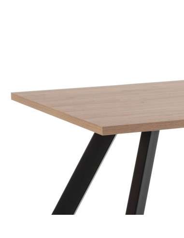 MESA DE JANTAR TEXAS 160X90 MELAMINA NATURAL, METAL PRETO.