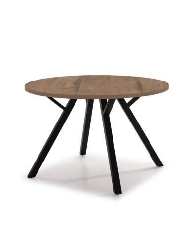 MESA REDONDA BENY 120, NOGAL, metal NEGRO