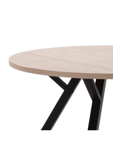 MESA REDONDA BENY 120, NATURAL, metal NEGRO