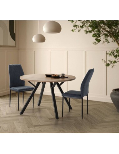 MESA redonda BENY 120, NATURAL, metal preto