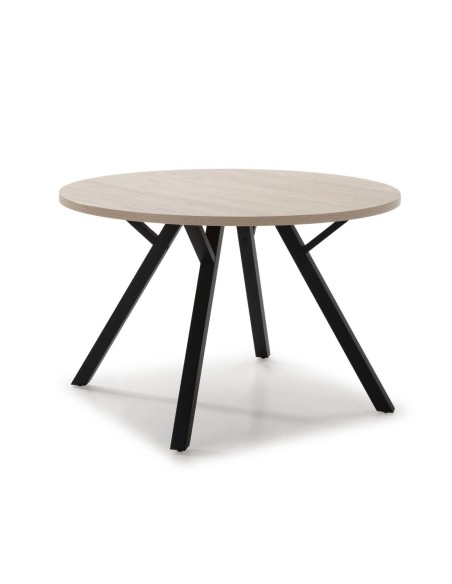 MESA REDONDA BENY 120, NATURAL, metal NEGRO MESA REDONDA BENY 120, NATURAL, metal NEGRO