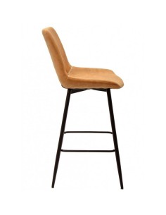 Taburete TIBES, metal negro, similpiel marrón. 2