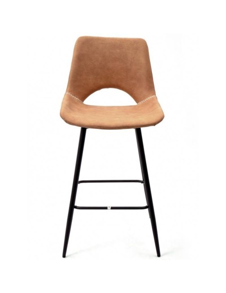 Tamborete TIBES, metal preto, similpele marrom.