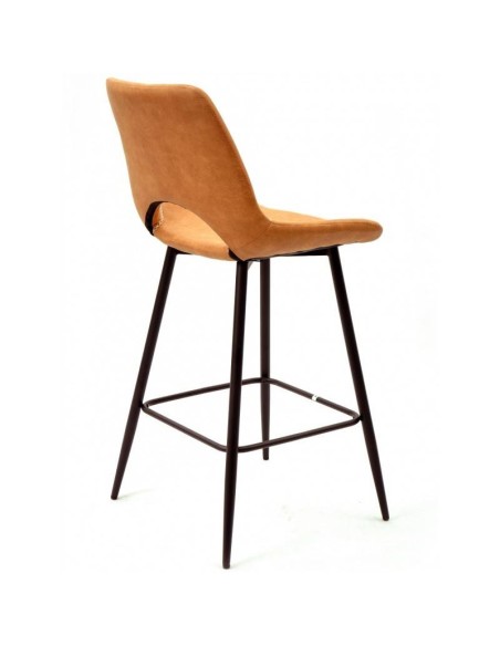 Tamborete TIBES, metal preto, similpele marrom.