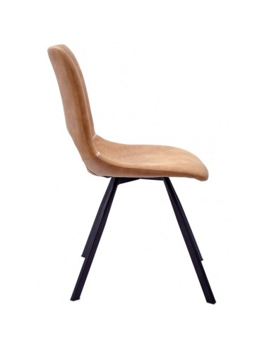 Silla TIBES, metal negro, similpiel marrón.