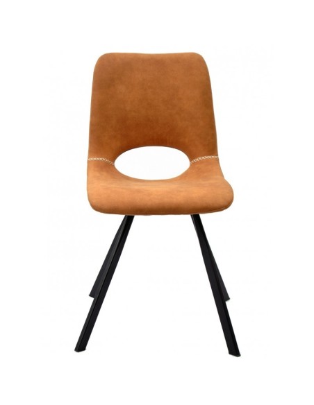 Silla TIBES, metal negro, similpiel marrón.