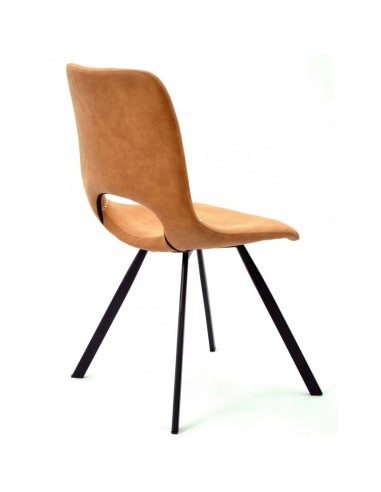Cadeira TIBES, metal preto, similpele marrom.