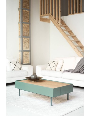 Teulat Mesa de centro Arista 110x60, roble, lacado verde.