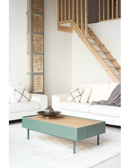 Teulat Mesa de centro Arista 110x60, carvalho, lacado verde.