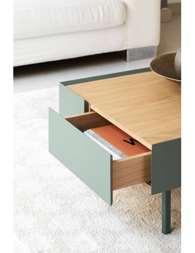 Teulat Mesa de centro Arista 110x60, carvalho, lacado verde.