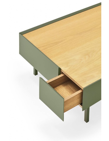 Teulat Mesa de centro Arista 110x60, carvalho, lacado verde.