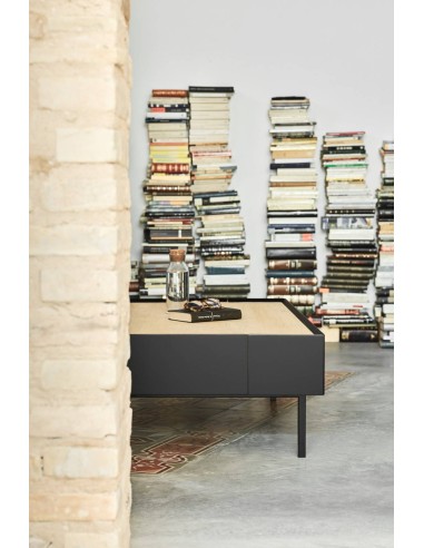 Teulat Mesa de centro Arista 110x60, roble, lacado negro.