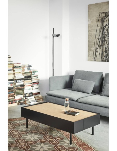 Teulat Mesa de centro Arista 110x60, roble, lacado negro.