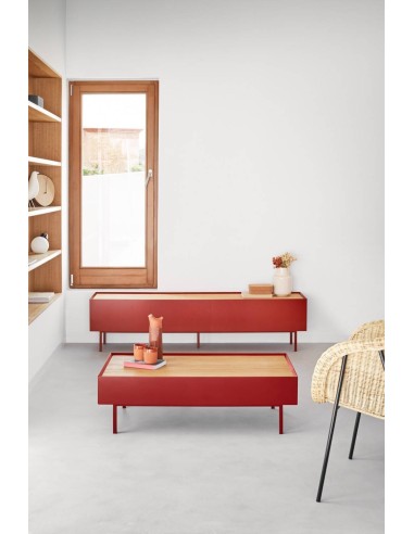 Teulat Mueble de TV Arista 180x40, roble, lacado Burdeos.