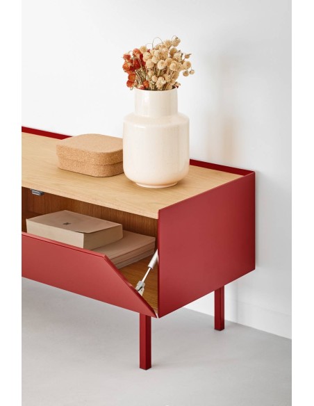 Teulat armário de TV Arista 180x40, carvalho, lacado Bordeaux.