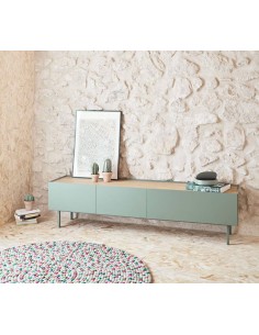 Teulat Mueble de TV Arista 180x40, roble, lacado verde claro. 2