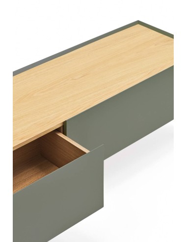 Teulat Mueble de TV Arista 180x40, roble, lacado verde claro.