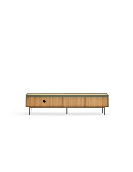 Teulat Mueble de TV Arista 180x40, roble, lacado verde claro.