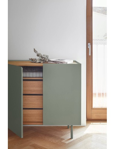 TEULAT APARADOR ARISTA 110x40, gavetas Interiores lacadas em verde claro.