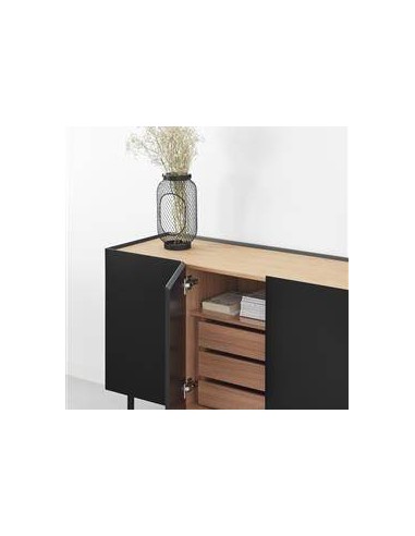 TEULAT APARADOR ARISTA 165x40, minimalista, cajones lacado en negro.