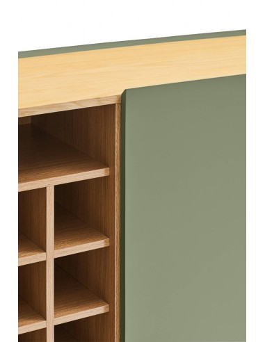 TEULAT MUEBLE AUXILIAR ARISTA, BOTELLERO INTERIOR LACADO EN VERDE.