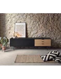 TEULAT Mueble TV Sierra 180x40, roble, lacado en negro. 2