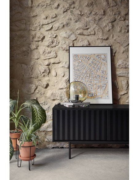 Teulat MUEBLE TV SIERRA 180x40, minimalista lacado en negro.