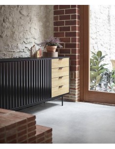 TEULAT APARADOR Serra 160x47, nordico, gavetas, lacado a preto. 2