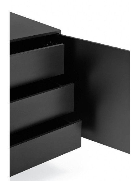 Teulat APARADOR SIERRA 210x44, minimalista, cajones lacado en negro.