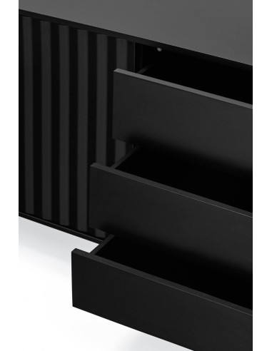 TEULAT APARADOR Serra 210x44, minimalista, gavetas lacadas a preto.