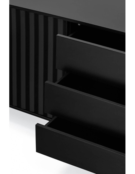 TEULAT APARADOR Serra 210x44, minimalista, gavetas lacadas a preto.