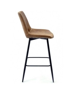 Taburete TIBES, metal negro, similpiel marrón. 2