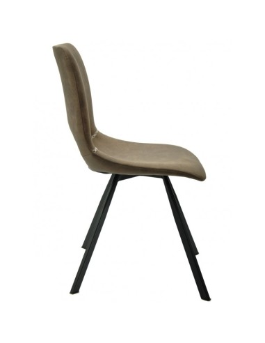 Cadeira TIBES, metal preto, similpele marrom.