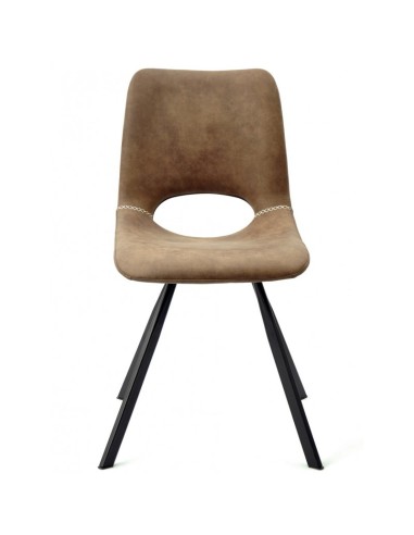 Silla TIBES, metal negro, similpiel marrón.