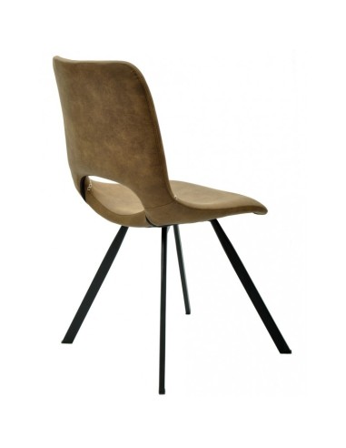 Cadeira TIBES, metal preto, similpele marrom.