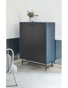 TEULAT APARADOR ponto ALTO, DM lacado azulado, metal preto 2