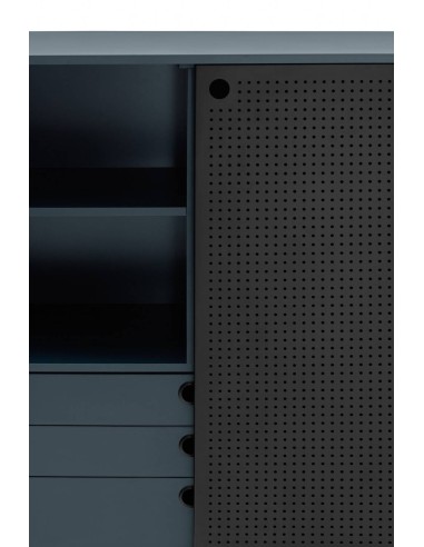 TEULAT APARADOR ponto ALTO, DM lacado azulado, metal preto