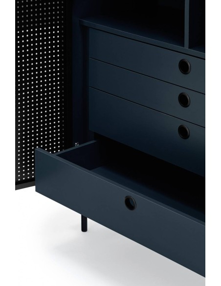 TEULAT APARADOR ponto ALTO, DM lacado azulado, metal preto