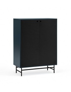 TEULAT APARADOR ponto ALTO, DM lacado azulado, metal preto