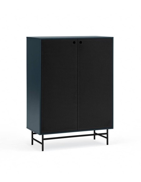 TEULAT APARADOR ponto ALTO, DM lacado azulado, metal preto