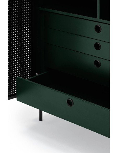 TEULAT APARADOR ALTO PUNTO, DM lacado verde, metal negro